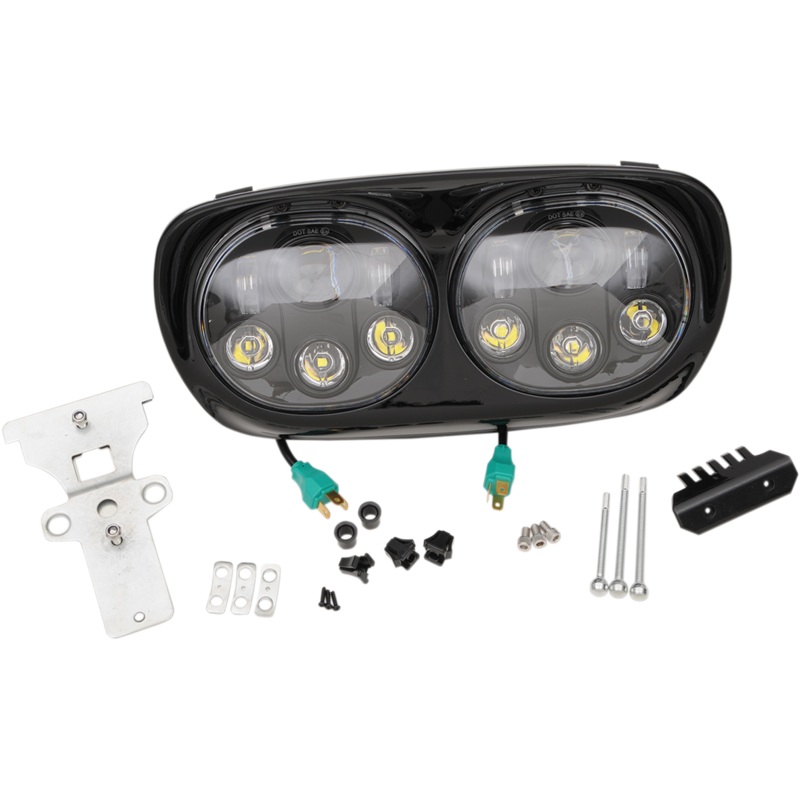 HEADWINDS 5.75 Headlight Assembly – 99-13 FLTR – Black Dual LED Assembly Headlight