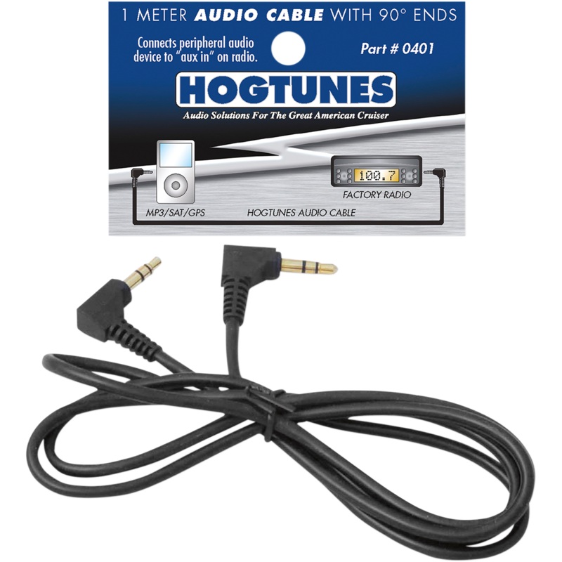 HOGTUNES Radio Cable/Audio Device 1 Meter Stereo Audio Cable with 90 Ends