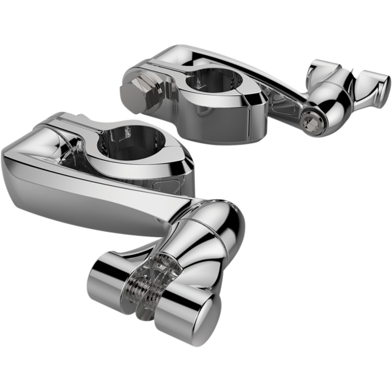 CIRO Pinless Clamp – Chrome – 4 Extension Engine Guard Highway Peg Hingeless Mounting Clamp Kit
