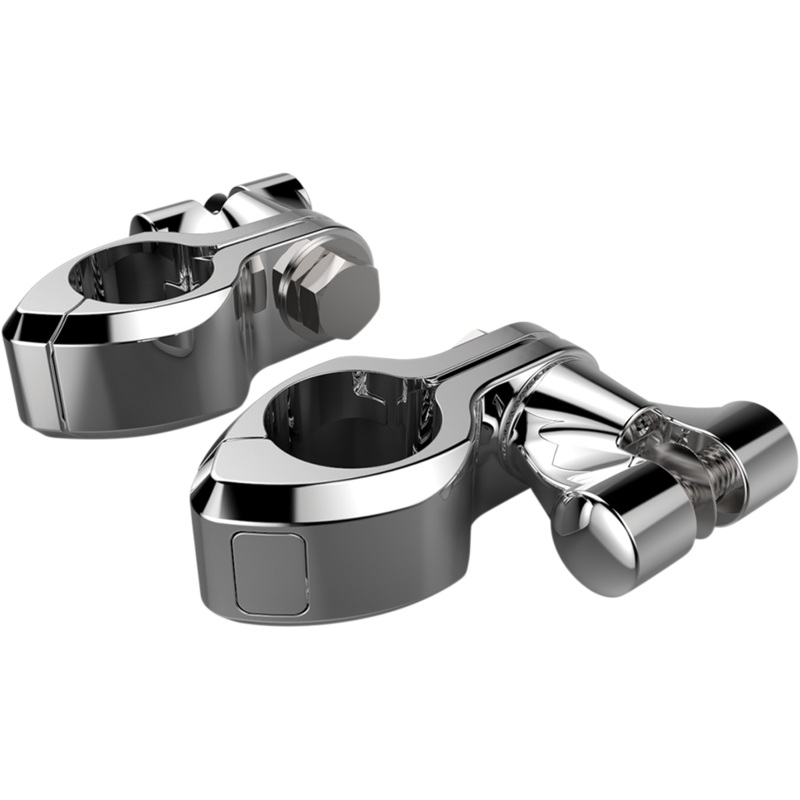 CIRO Pinless Clevis Clamp – Chrome Engine Guard Highway Peg Hingeless Mounting Clamp Kit