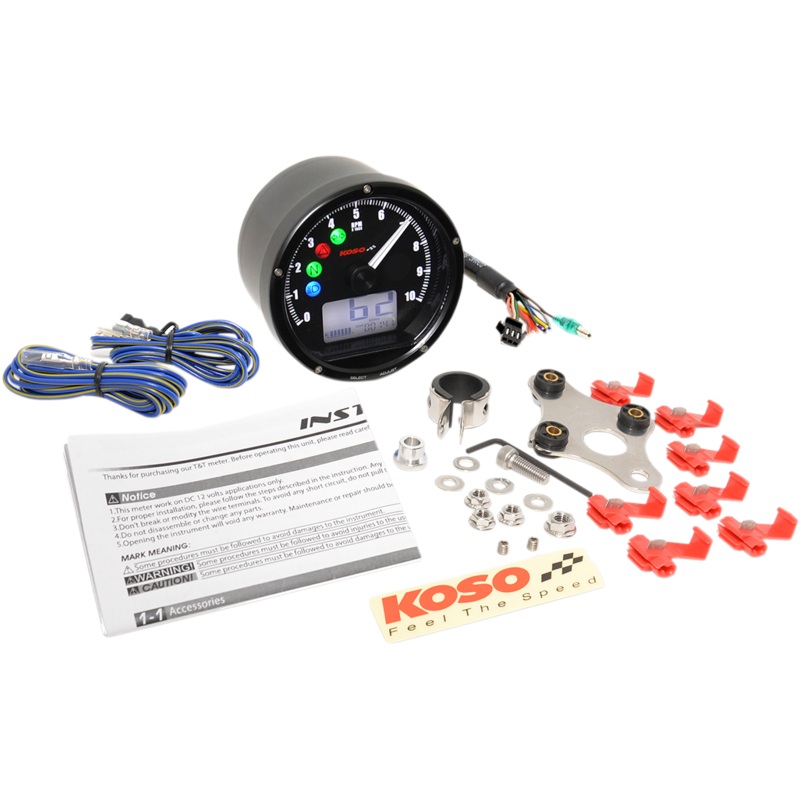 KOSO NORTH AMERICA TNT-01 Electronic Speedometer/Tachometer – Black Face – Black Housing – 3 Diameter x 1.75 D TNT-01 Electronic Speedometer/Tachometer