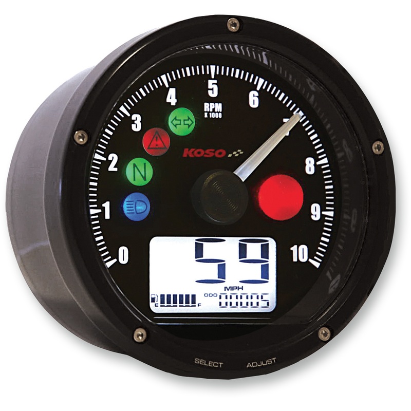 KOSO NORTH AMERICA TNT-01R Universal Electronic Speedometer/Tachometer – Black Face/Casing TNT-01R Universal Electronic Speedometer/Tachometer
