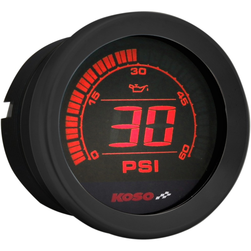 KOSO NORTH AMERICA 2 Oil Pressure Gauge – Black Replacement Gauge