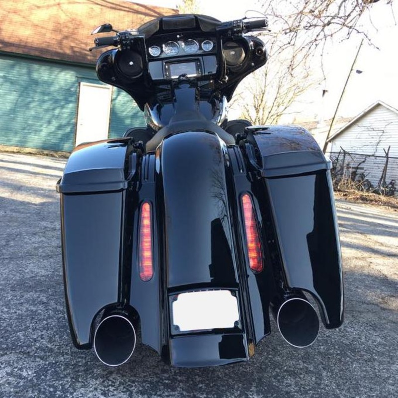 CVO STYLE REAR FENDER FOR 2014-2020 TOURING with Stretched Saddlebags Charcoal Peral, Dual Exhaust with WIRE HARNESS