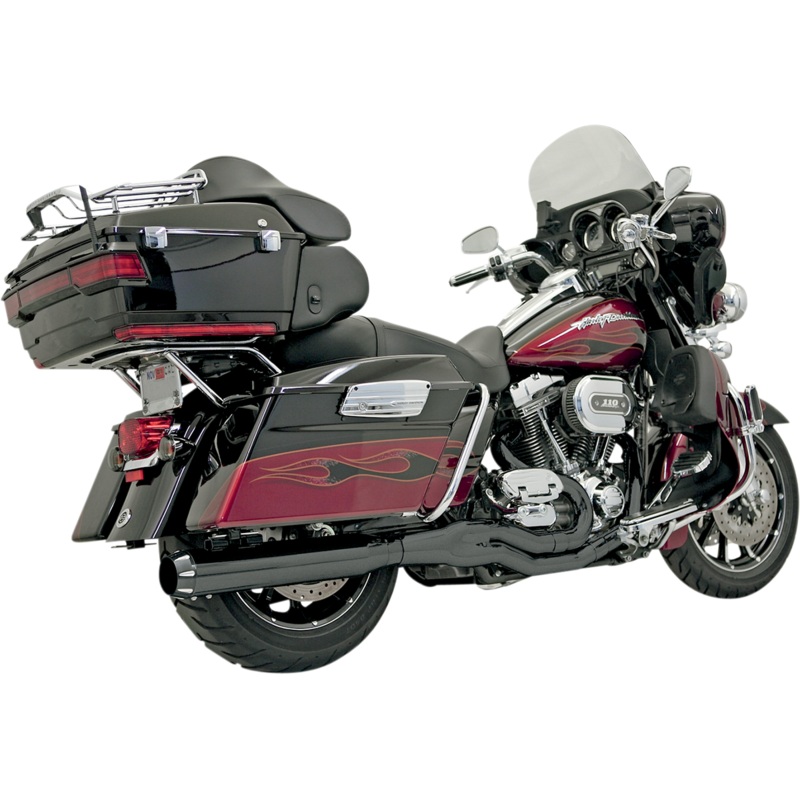 BASSANI XHAUST 2:1 Exhaust – Black – Round – ’95-’16 FL Road Rage 2:1 B4 Exhaust System