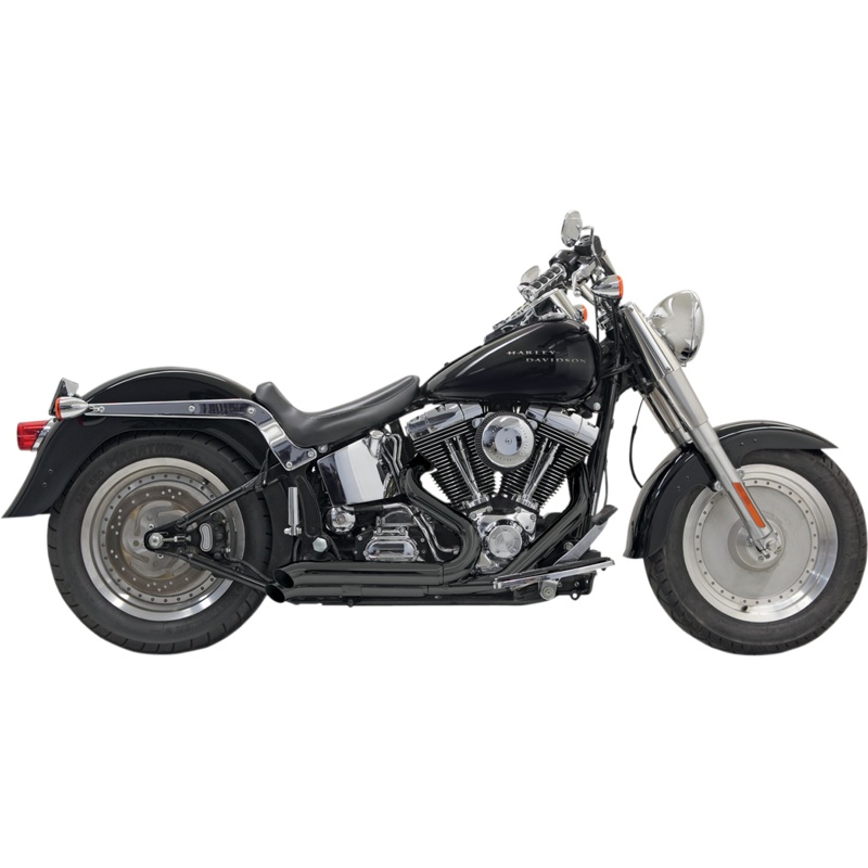 BASSANI XHAUST Pro Street Exhaust – Black – Turn Out – ’86-’17 Softail Pro-Street Exhaust System