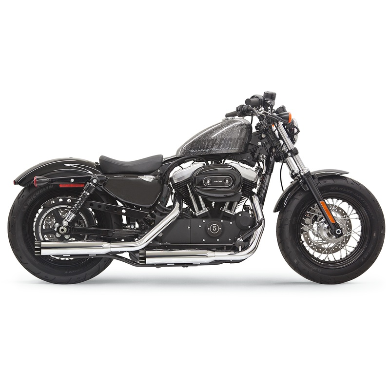 BASSANI XHAUST Mufflers – Chome/Black – Fluted – Sportster Firepower Series Slip-On Mufflers