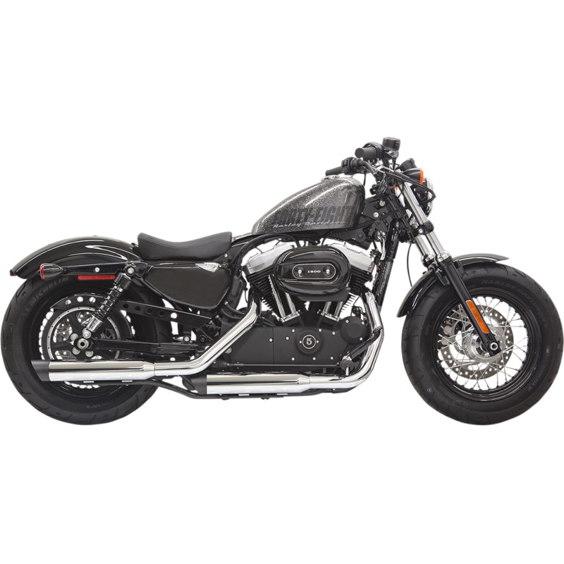 BASSANI XHAUST Mufflers – Chome/Black – Slash-Cut – Sportster Firepower Series Slip-On Mufflers