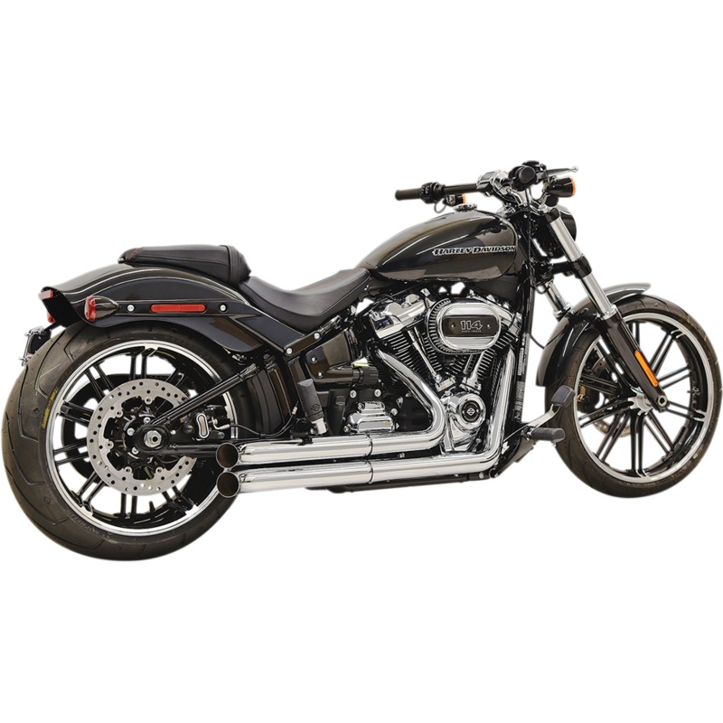 BASSANI XHAUST Pro Street Exhaust – Chrome – ’18+ Softail Pro-Street Exhaust System