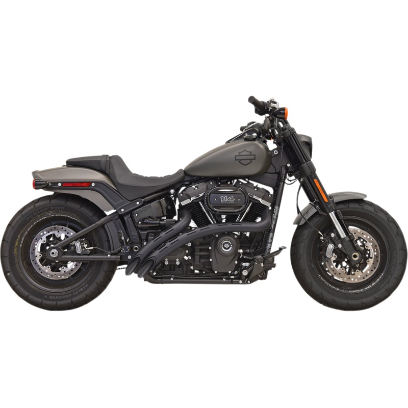 BASSANI XHAUST Sweeper Exhaust – Black/Black – ’18+ Softail Radial Sweeper Exhaust