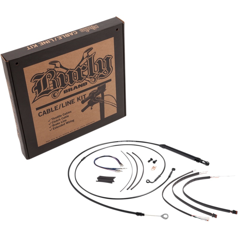 BURLY BRAND Black Control Kit for 18 Gorilla Handlebars Handlebar Cable and Brake Line Kit for Burly Ape Handlebars