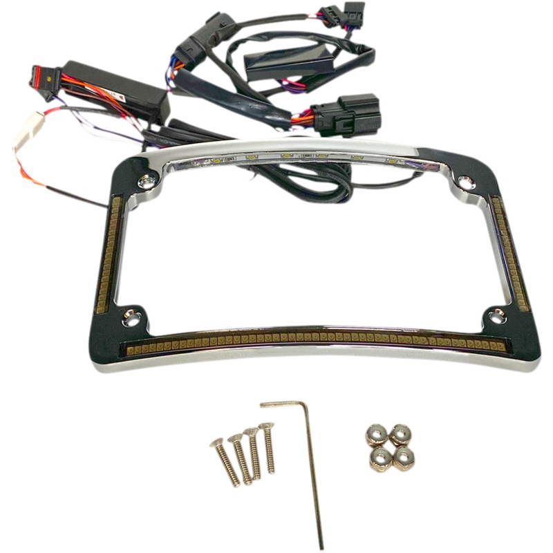 CUSTOM DYNAMICS All in One License Plate Frame – Chrome Plug & Play Run/Brake/Turn LED Radius License Plate Frame
