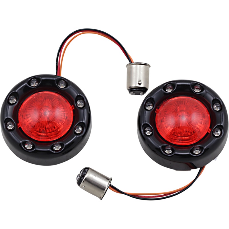 CUSTOM DYNAMICS Bullet Turn Signal 1157 – Black – Red Lens ProBEAM Bullet Ringz 1157 Rear Turn Signals