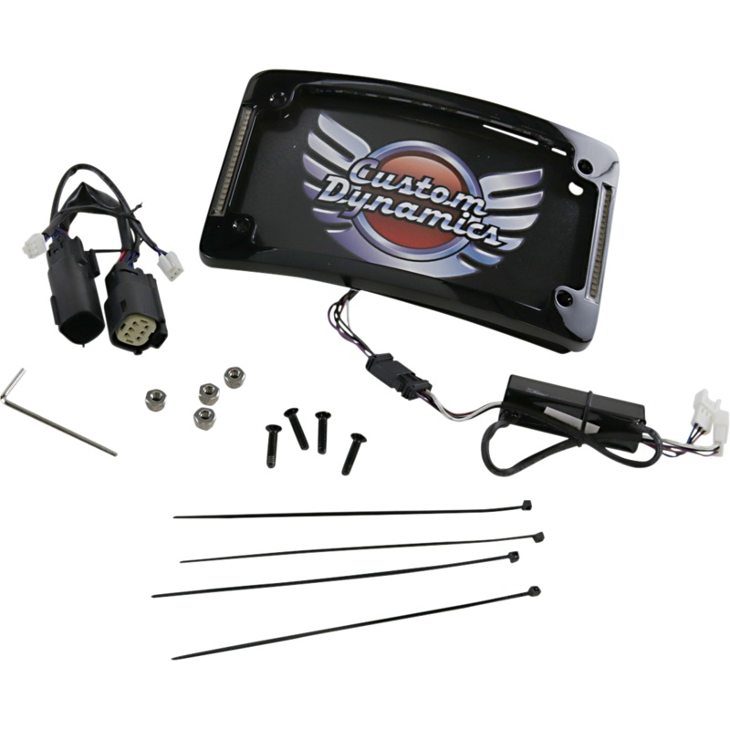 CUSTOM DYNAMICS Curved License Plate Frame – Black Plug & Play LED Radius License Plate Frame
