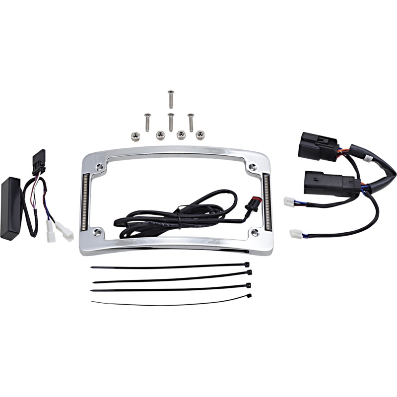 CUSTOM DYNAMICS Curved License Plate Frame – Chrome Plug & Play LED Radius License Plate Frame