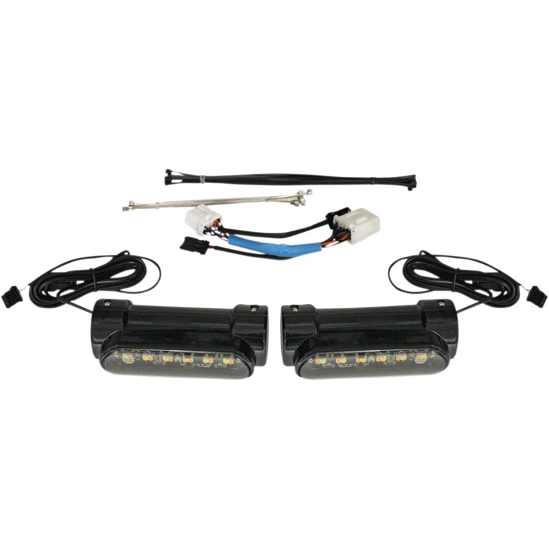 CUSTOM DYNAMICS Engine Guard Light – ’97-’13 FLH – Black Dynamic Amber/White Engine Guard LEDs