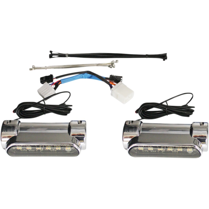 CUSTOM DYNAMICS Engine Guard Light – ’97-’13 FLH – Chrome Dynamic Amber/White Engine Guard LEDs
