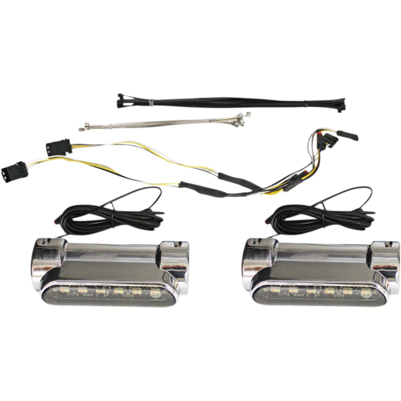 CUSTOM DYNAMICS Engine Guard Light – FLH – Chrome Dynamic Amber/White Engine Guard LEDs
