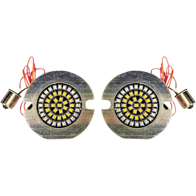 CUSTOM DYNAMICS Flat Rear Turn Signal 1156 – Amber Lens Dynamic Clusters2 LED Turn Signal Inserts