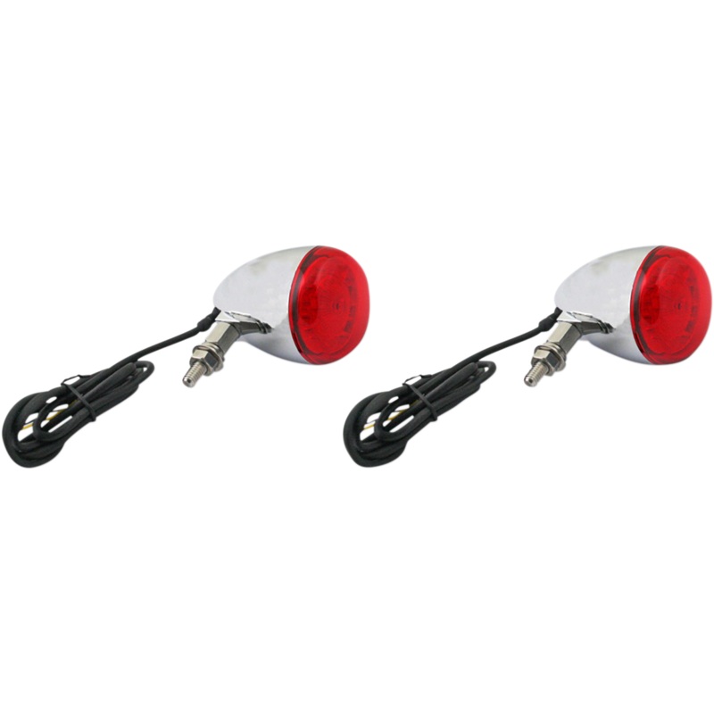 CUSTOM DYNAMICS ProBEAM Universal Turn Signals – Chrome/Red ProBEAM Universal LED Bullet Bezel Turn Signals