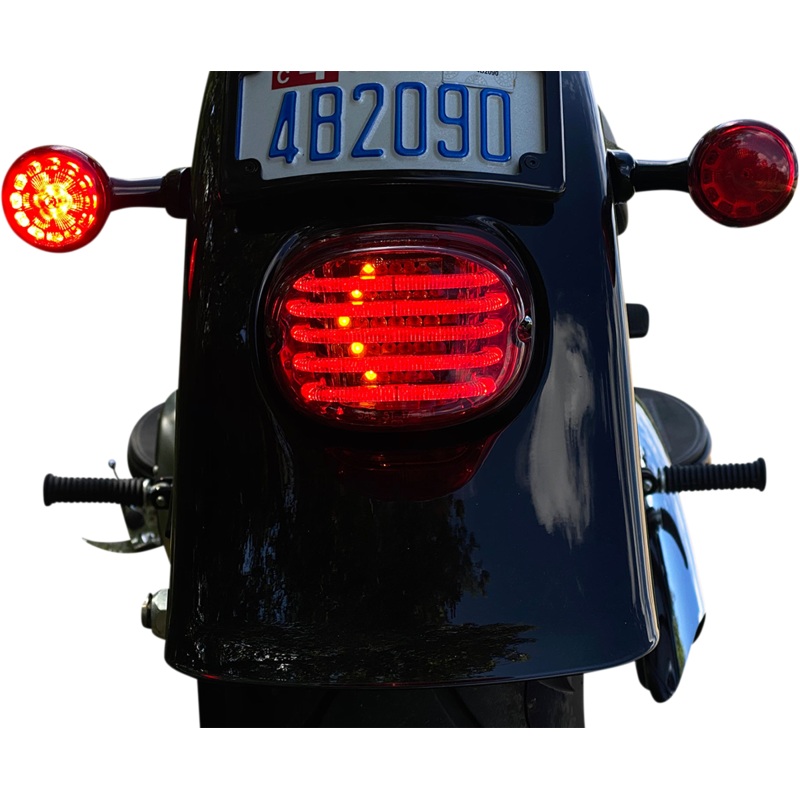 CUSTOM DYNAMICS Taillight/Turn Signal –  Top Window – Red Lens ProBEAM Integrated Low Profile LED Taillights with Auxiliary Turn Signals