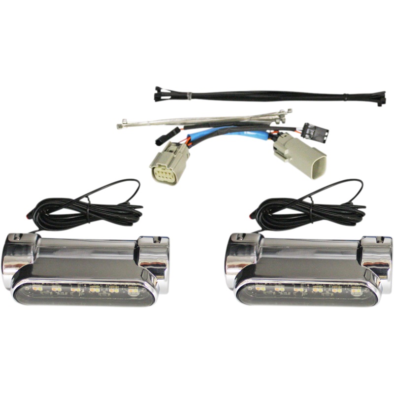 CUSTOM DYNAMICS Engine Guard Light – Triglide – Chrome Dynamic Amber/White Engine Guard LEDs