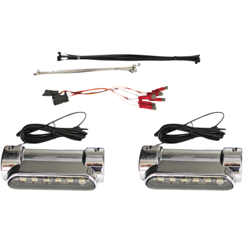 CUSTOM DYNAMICS Engine Guard Light – Universal – Chrome Dynamic Amber/White Engine Guard LEDS/Universal