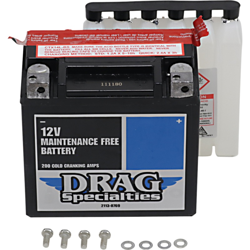 DRAG SPECIALTIES BATTERIES AGM Battery – YTX14LBSFT AGM Maintenance-Free Battery