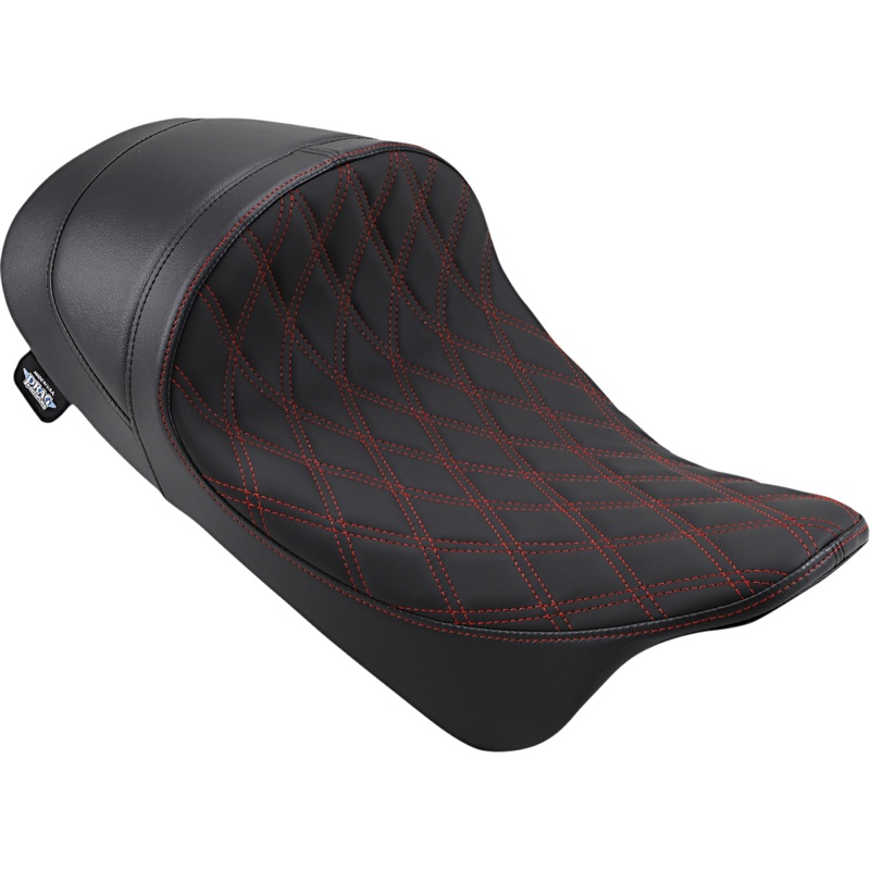 DRAG SPECIALTIES SEATS Forward Low Solo Seat – Diamond – Red Stitched Forward Low Solo Seat