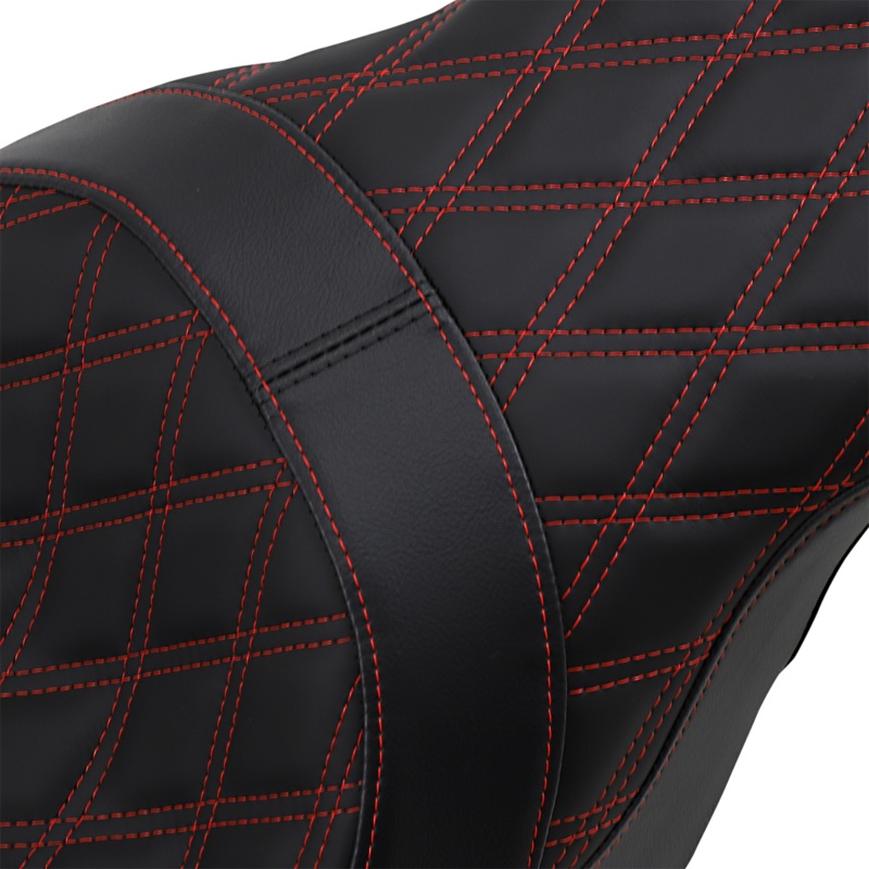 DRAG SPECIALTIES SEATS Forward Positioned Predator 2-Up Seat – Double Diamond – Red Stitched Forward Positioned Predator Seat