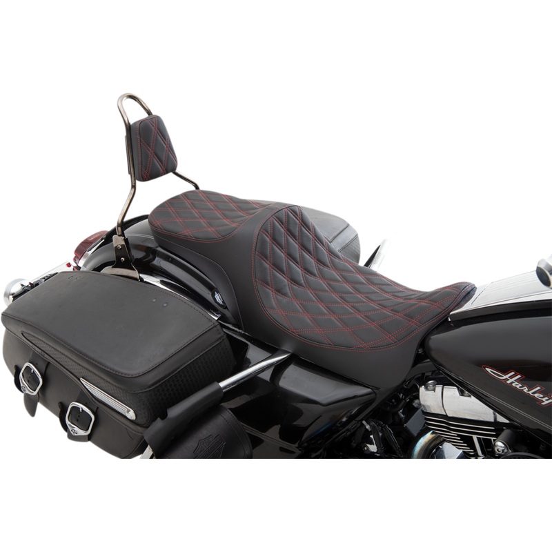 DRAG SPECIALTIES SEATS Predator III 2- Up Seat – Double Diamond – Red Predator III Seat
