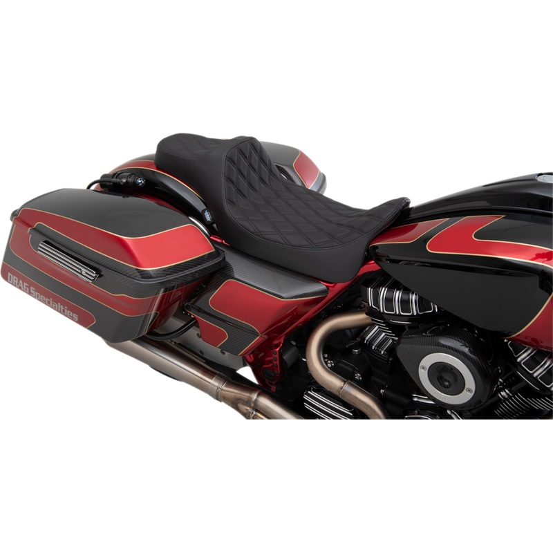 DRAG SPECIALTIES SEATS Predator III Seat – Extended – Double Diamond -Vinyl Extended Reach Predator III Seat