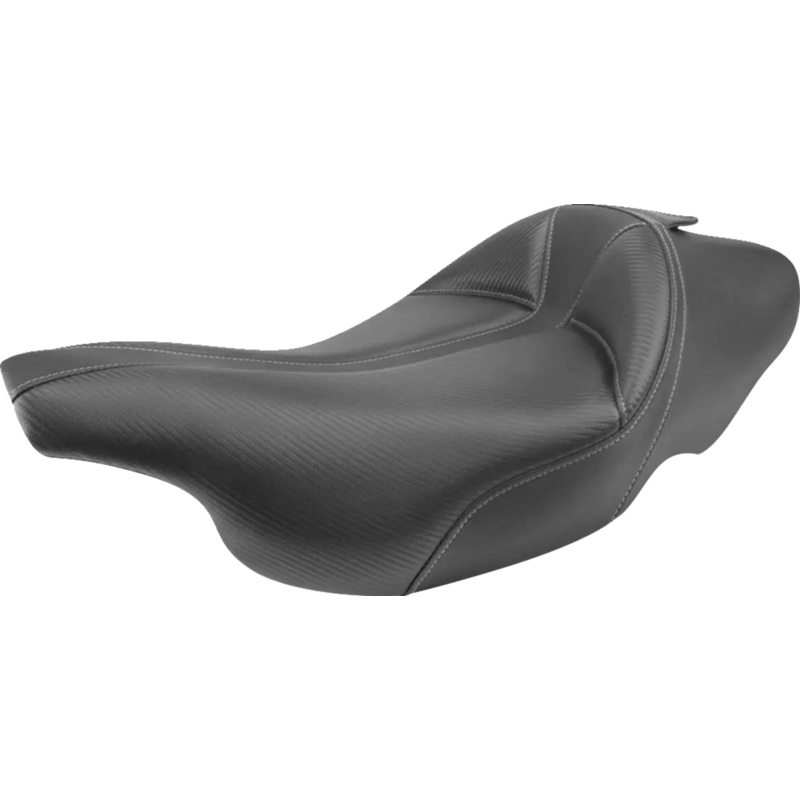 SADDLEMEN Dominator Solo Seat – Extended Reach – w/o Backrest – Black w/ Gray Stitching – FLHT/FLTR ’97-’07 897-07-0042