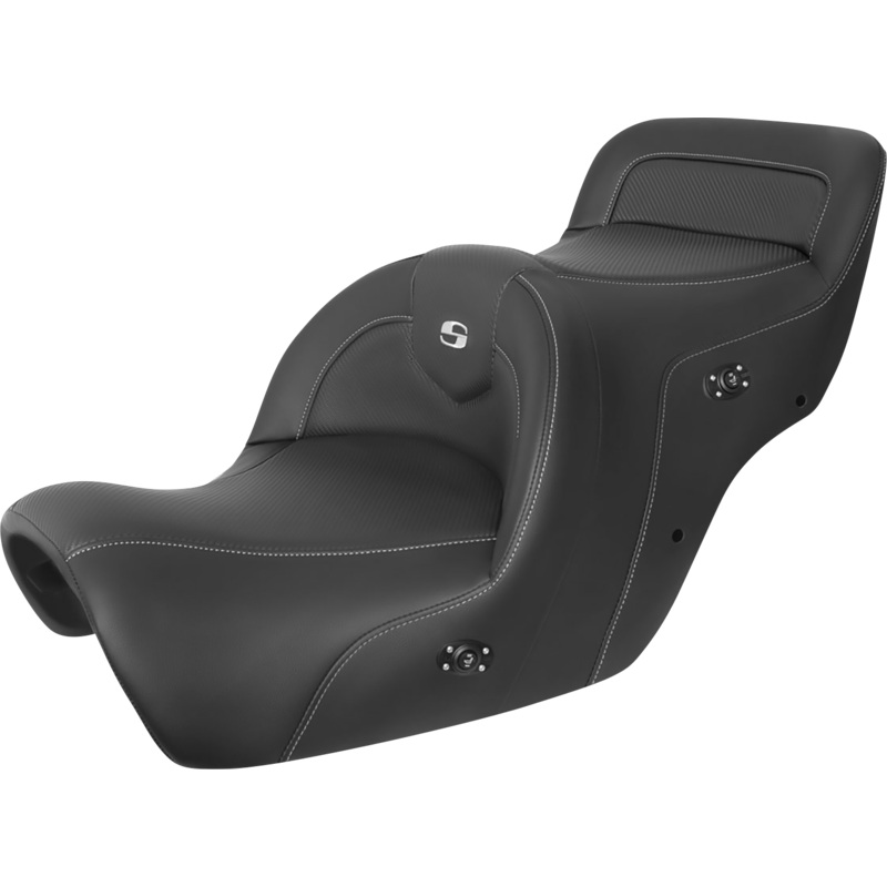 SADDLEMEN Heated Roadsofa* Seat – Carbon Fiber – Without Backrest – Black H88-07-185HCT