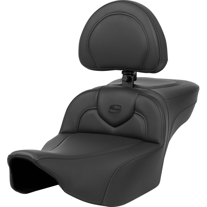 SADDLEMEN Roadsofa* Extended Reach Seat – Black Stitch – with Backrest – FL ’23-’24 823-07-188BR