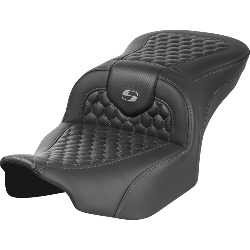 SADDLEMEN Roadsofa* Seat – without Backrest – Honeycomb – Gray Stitch – FLTR/FLHX ’23-’24 823-07-18902