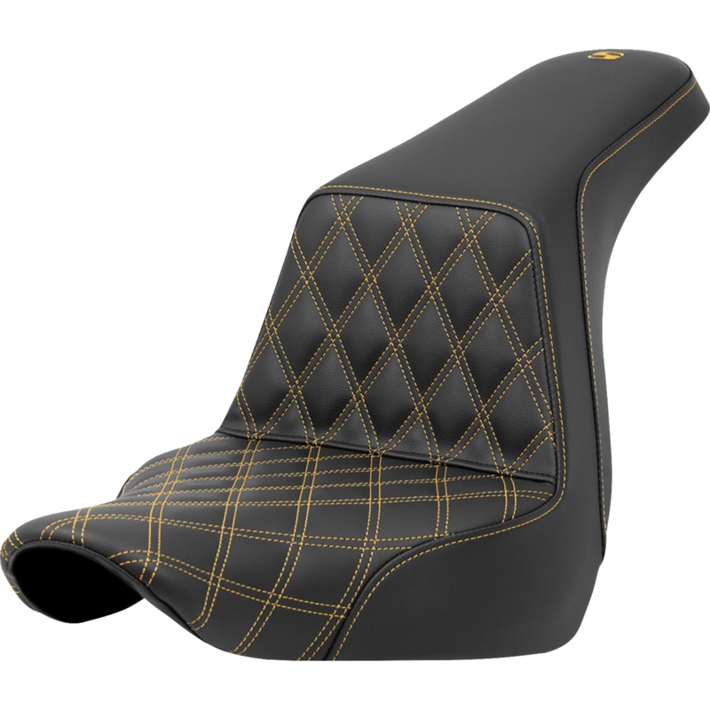 SADDLEMEN Step-Up Seat – Front Lattice Stitch – Gold Stitch – FXLR/FLSB ’18-’21 818-29-17207