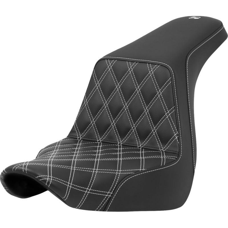 SADDLEMEN Step-Up Seat – Front Lattice Stitch – White Stitch – FXLR/FLSB ’18-’21 818-29-17206