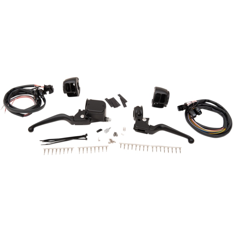 DRAG SPECIALTIES Black 11/16 Master Cylinder Handlebar Controls for ’96 – ’13 Handlebar Control Kit  Mechanical/Hydraulic