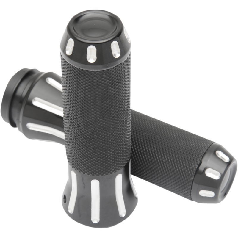 DRAG SPECIALTIES Black Cut Custom Grips for TBW Custom Cobra Grips