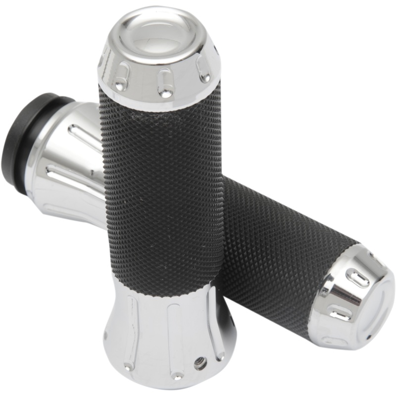DRAG SPECIALTIES Chrome Custom Grips for TBW Custom Cobra Grips