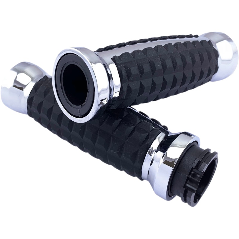 DRAG SPECIALTIES Chrome Grenade Grips for ’82+ Grenade Grips