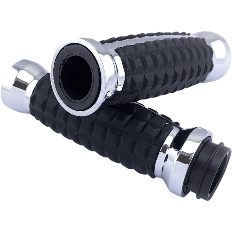 DRAG SPECIALTIES Chrome Grenade Grips for TBW Grenade Grips