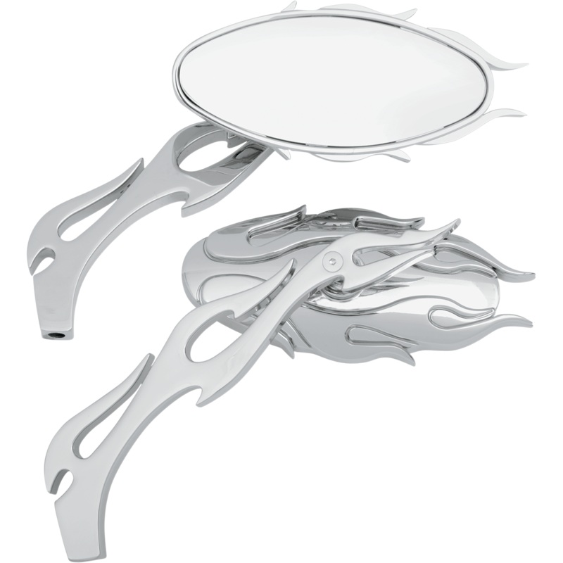 DRAG SPECIALTIES Flame Oval Mirror – Chrome Flame Oval Mirrors