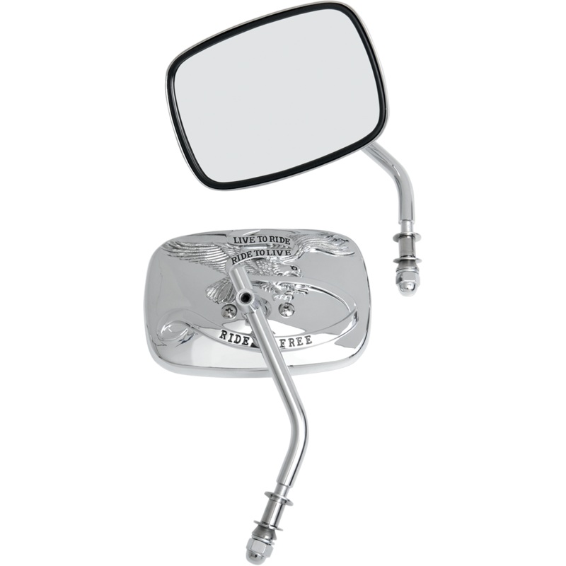 DRAG SPECIALTIES Live to Ride Mirrors – Chrome – Pair Live To Ride Custom Mirrors  Rectangle