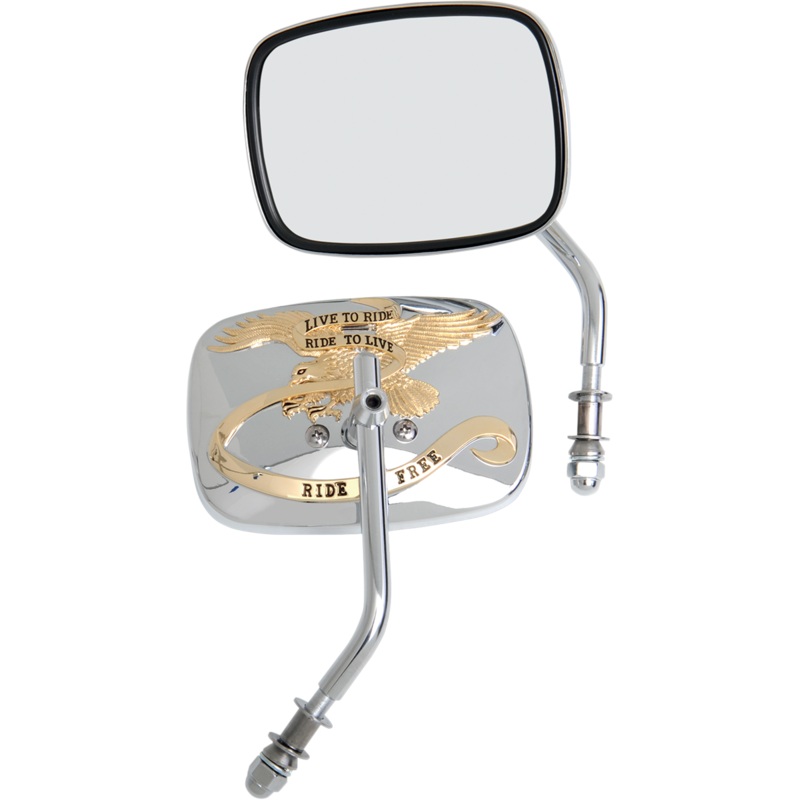 DRAG SPECIALTIES Live to Ride Mirrors – Gold – Pair Live To Ride Custom Mirrors  Rectangle
