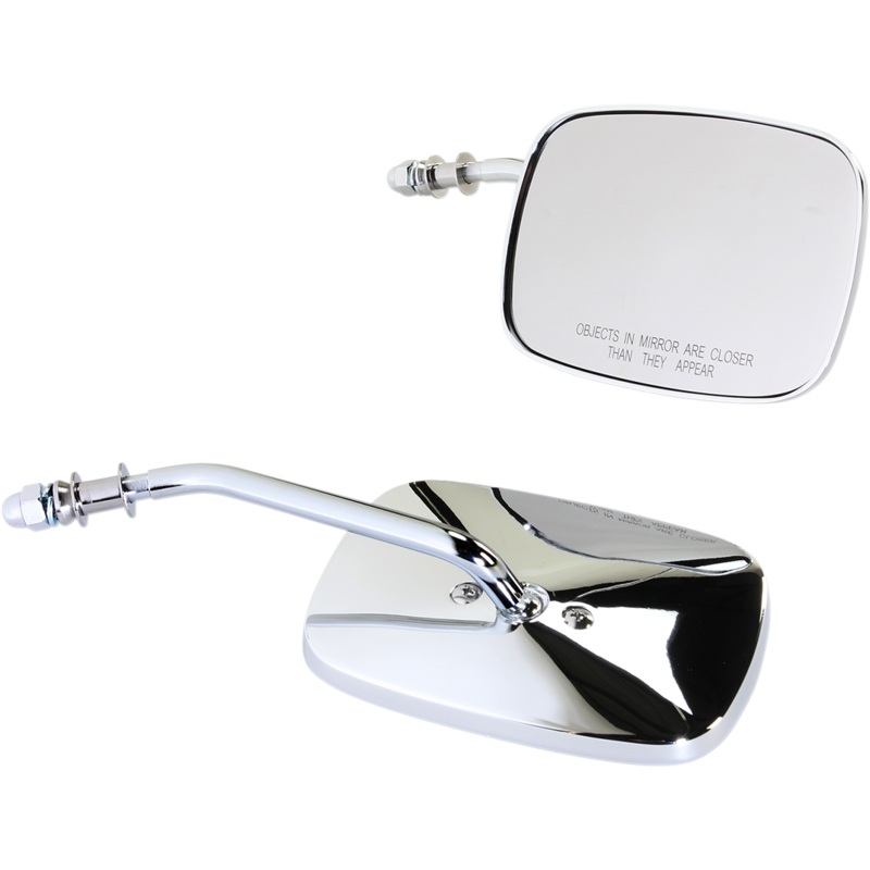 DRAG SPECIALTIES Rectangle Mirrors – Short – Chrome OEM-Style Rectangular Mirrors
