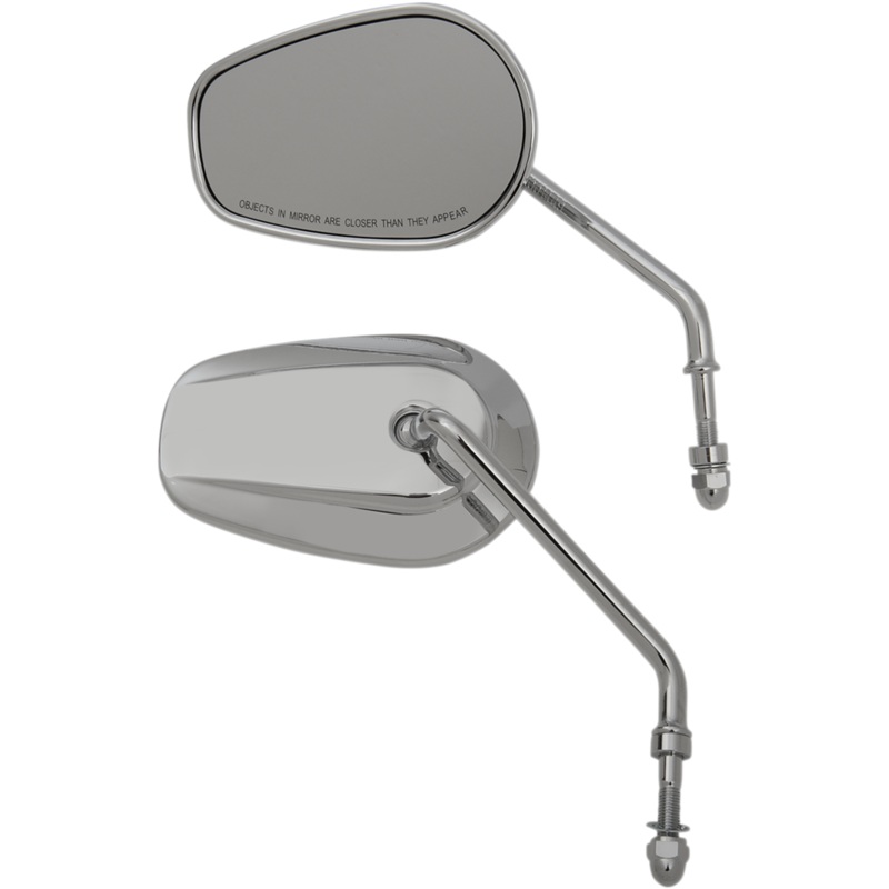 DRAG SPECIALTIES Replacement Mirrors – Long Stem – Chrome OEM-Style Teardrop Mirror