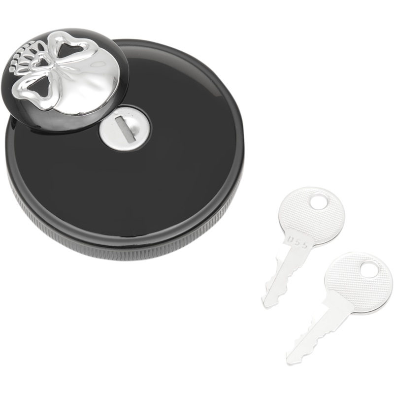 DRAG SPECIALTIES Skull Locking Gas Cap – Black – Non-Vented Screw-In Locking Skull Gas Cap
