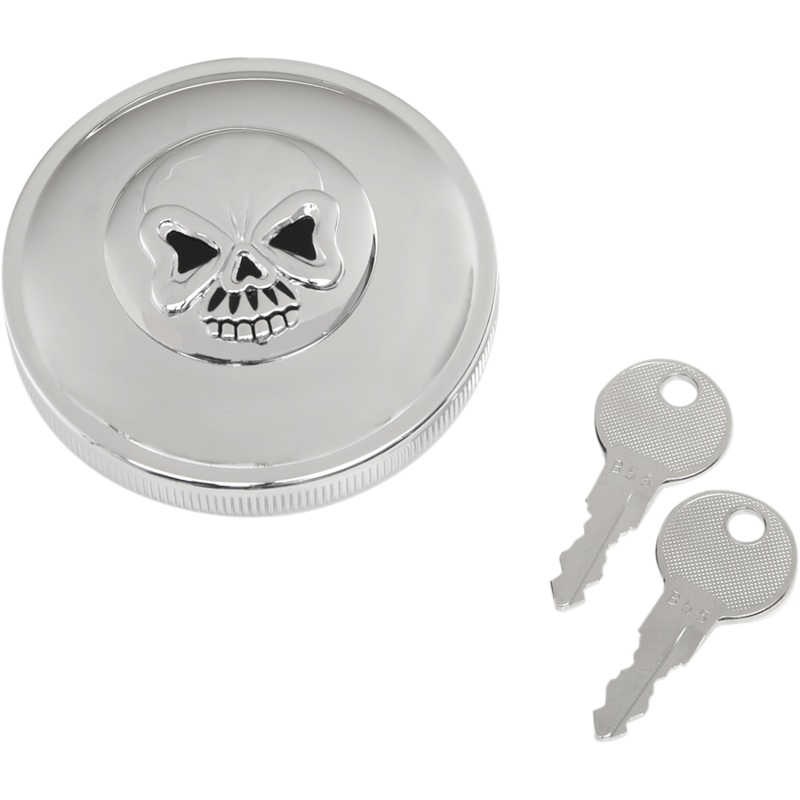 DRAG SPECIALTIES Skull Locking Gas Cap – Chrome – Non-Vented Screw-In Locking Skull Gas Cap